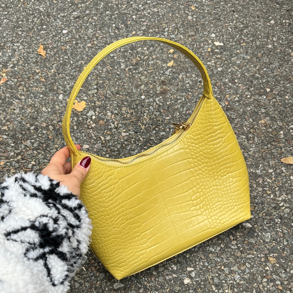 Yellow Chartreuse Croc-Embossed Women's Bag